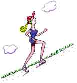 cartoon of lady walking up a hill