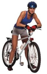 photo of a woman riding a bike