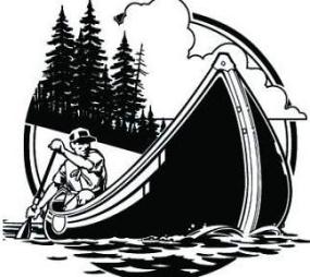 drawing of a cuy in a canoe