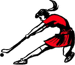 imagen de caricatura de una joven jugando hockey sobre césped
