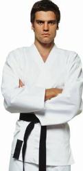 foto de un muchacho que viste un uniforme de artes marciales con cinturo negro